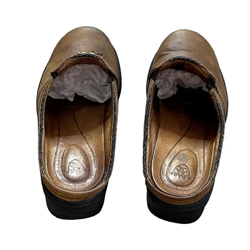 Ariat Mendocino Womens Tassel Brown‎ Leather Clogs Size 8B